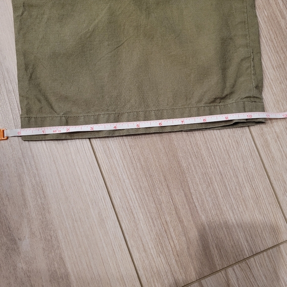 Uniqlo High-waist Wide-Leg Mobster Flatter Linen Cotton Army Green Pants S 26-27 - Picture 7 of 9